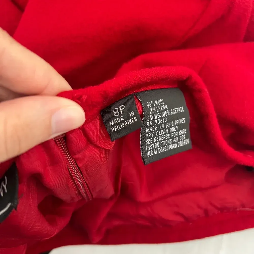 Vintage Women's‎ Kasper & Company Wool Skirt, Red, Size 8 Petite Red - Image 7