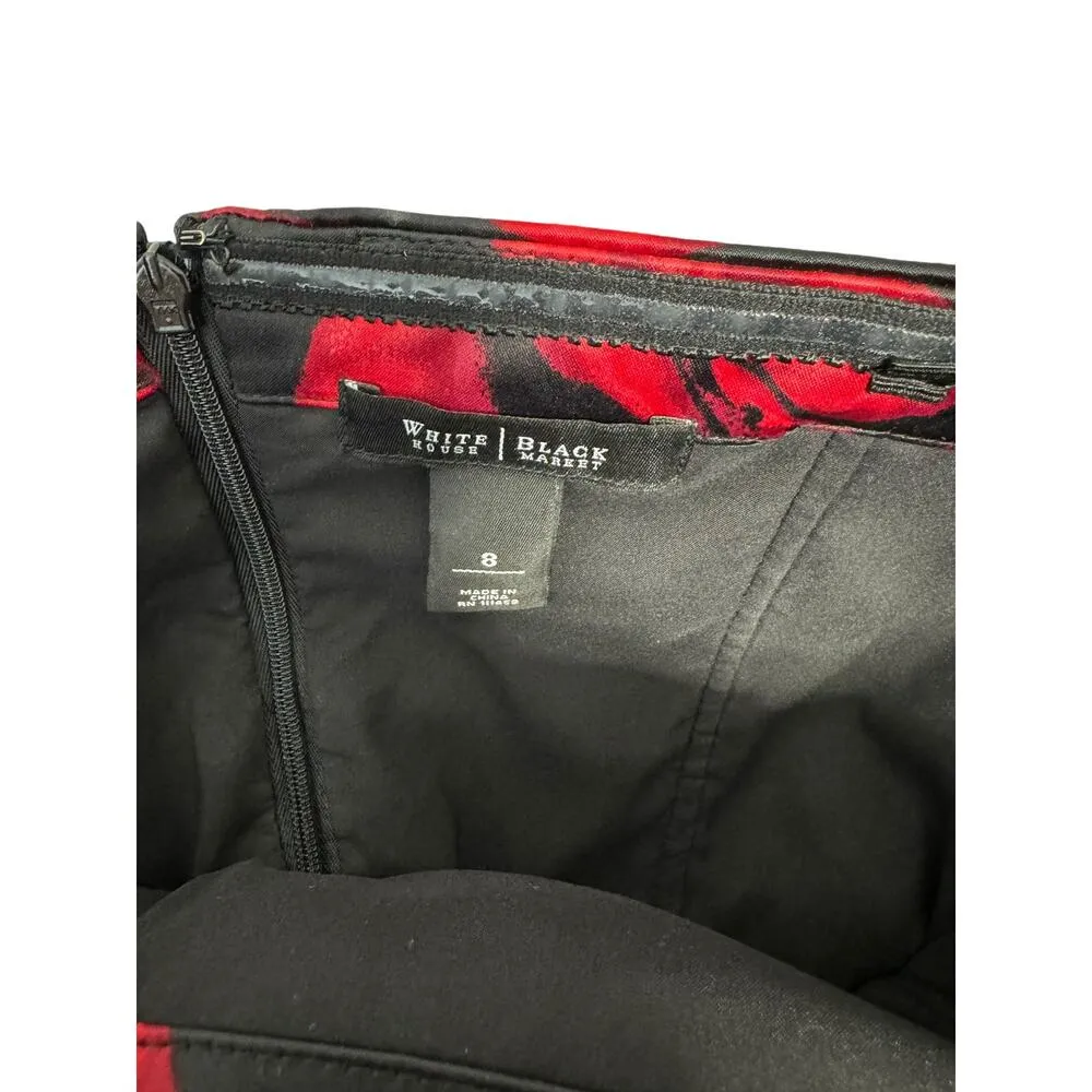 White House Black Market sz 8 Black Red Rose Strapless Prom Y2K Mini Dress - Image 6