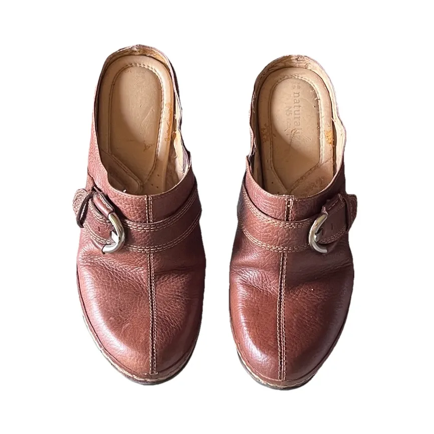 Naturalizer Women's Drifter Mules Brown Leather 8 M Forest Fairy Boho Hippie - Image 4