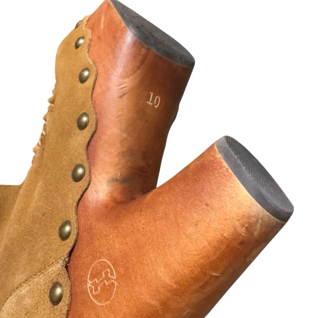 FLOGG Tan Suede Fringe Moccasin Boots Women’s Size 10 Western Boho with FLAW GUC - Image 11