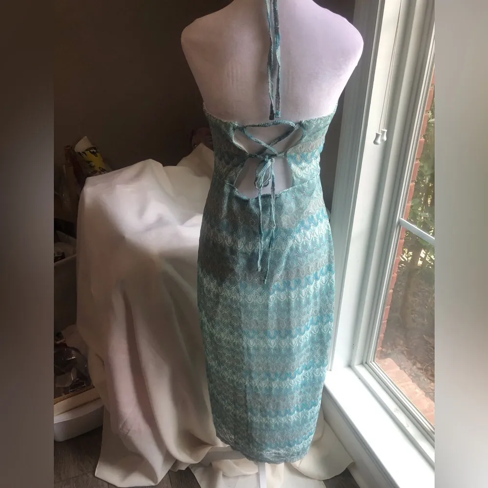 Wild Fable Halter Dress Teals Gray Size Large - Image 5