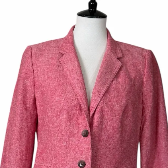 J.Crew Schoolboy Blazer Tailored Linen Blend Pink Rose Heather Women’s Size 12 - Image 6
