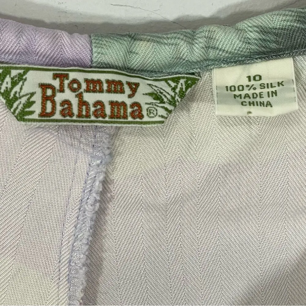 Tommy Bahama Purple Lavender Floral Silk‎ Pants Size 10 Tie Waist Swim Cover Up - Image 6