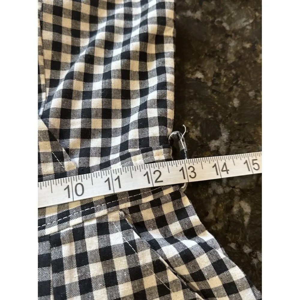 Oao Oro Babydoll Midi Dress Sz 2 Black White Gingham Check Pleated Empire Waist - Image 9