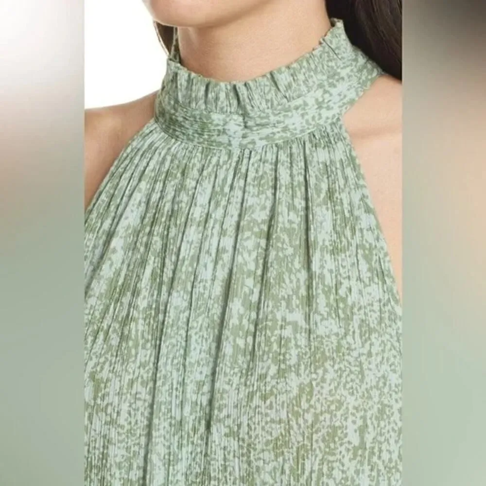 Cleobella Maci Splash Print Sleeveless Organic Cotton Dress in Green Size Small - Image 4