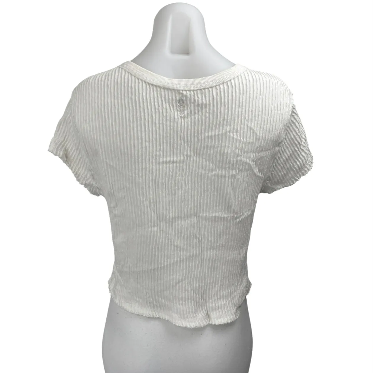 Free People FP Movement White Ribbed Knit Short Sleeve T Shirt Tee Top Size S - Image 2