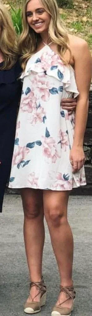 Halter White Floral Dress - Image 3