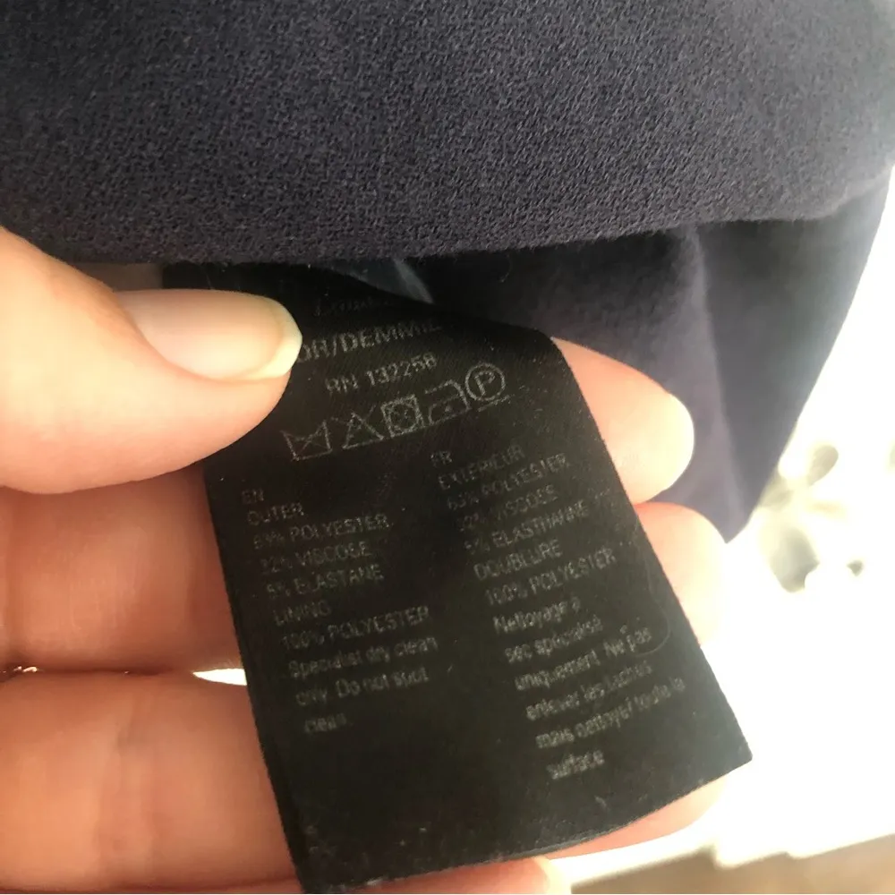 L.K. Bennett Navy Blue Sheath Dress Pleated Tulip Hem women’s size 6 cocktail - Image 8