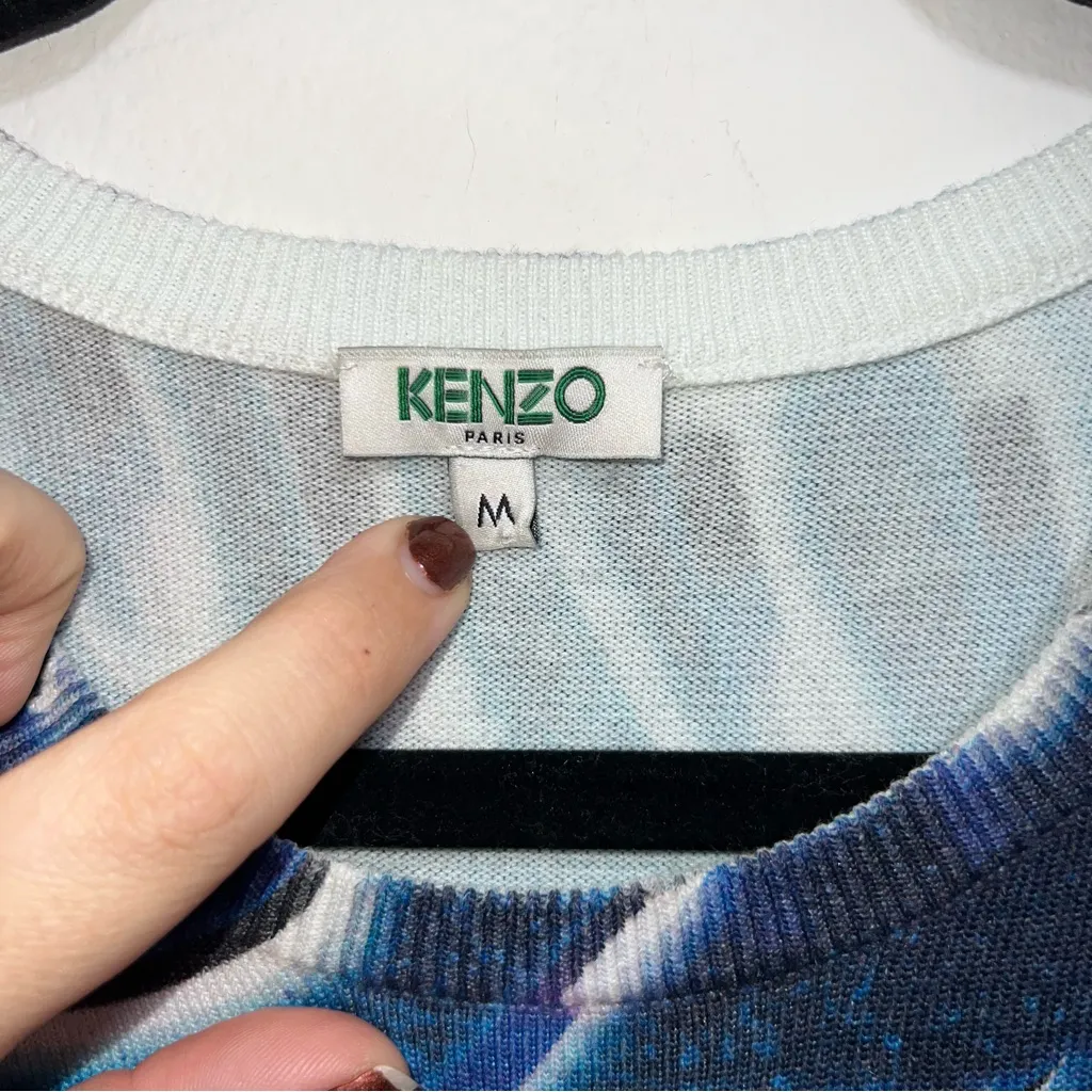 KENZO Blue Knit Graffiti Typography A Line Dress - Image 5