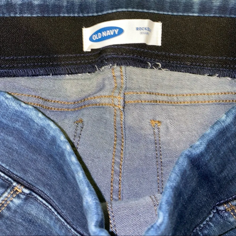 Old Navy Distressed Blue Denim Rockstar Jeggings Size 6 Tall 🆕 - Image 9