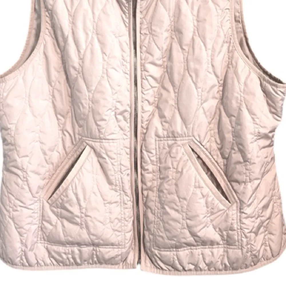 Old Navy Quilted Puffer Vest XXL Plus Size 2X Cream Full Zip Up Lightweight - Image 9