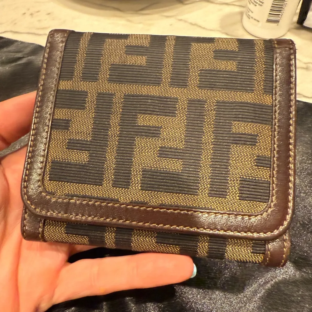 Fendi Zucca FF Canvas Compact Trifold Wallet - Image 8