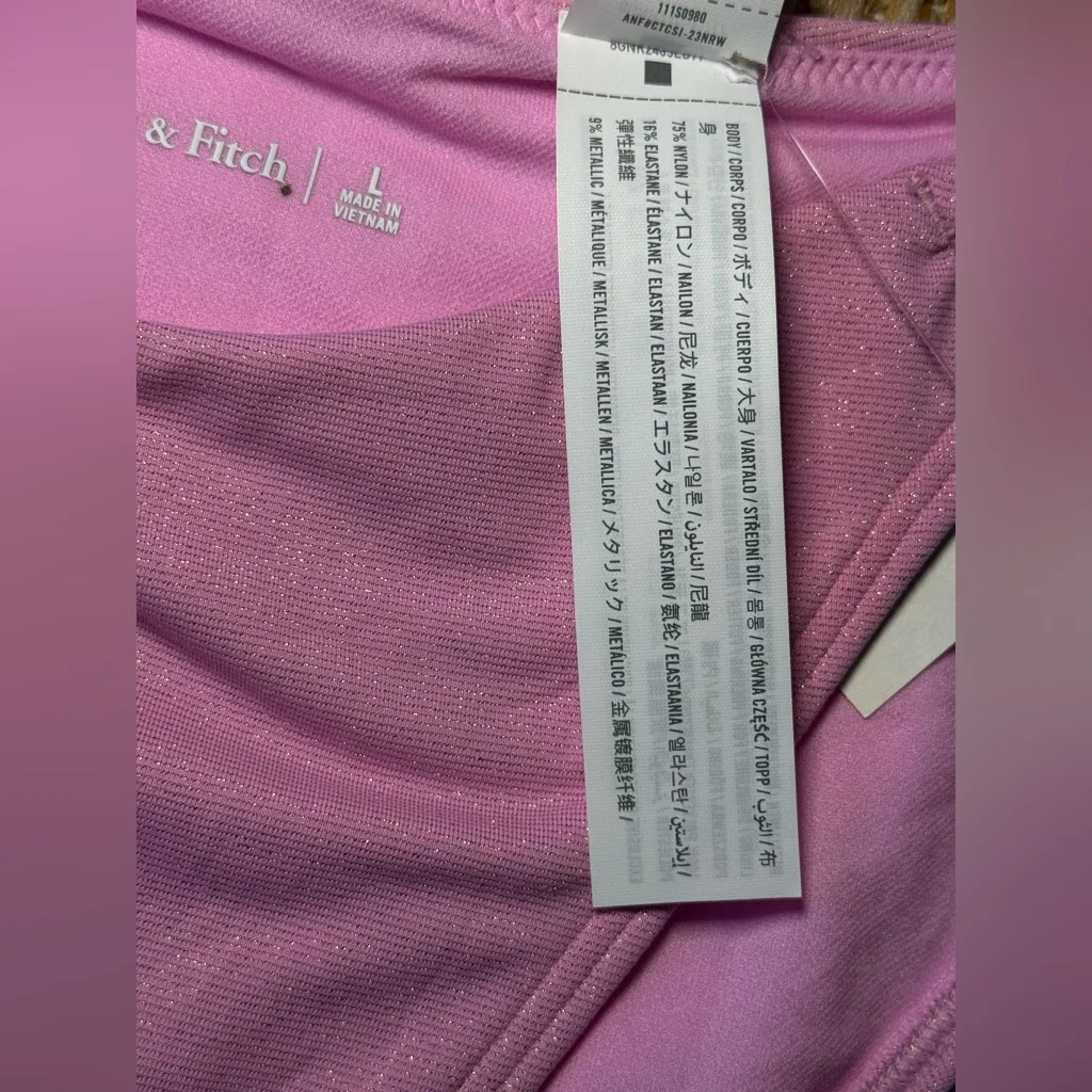 Abercrombie & Fitch Women's Pink Cheeky Bikini Bottoms,Bathing Suit,Size L,NWT - Image 5