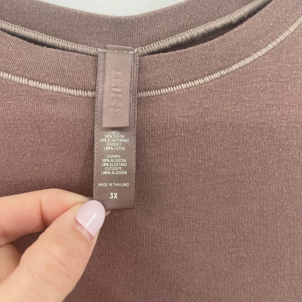 Skims T-Shirt Cotton Bodysuit Short Sleeve Thong Stretch Size 3X Plus Size - Image 5