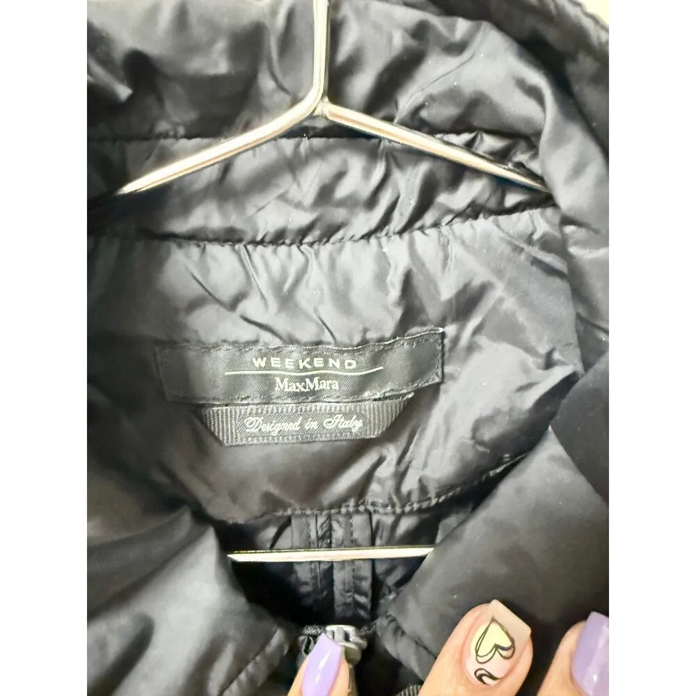Weekend Max Mara Quilted Long Sleeve Full Zip Jacket Black Women's Size US 6 - Image 2