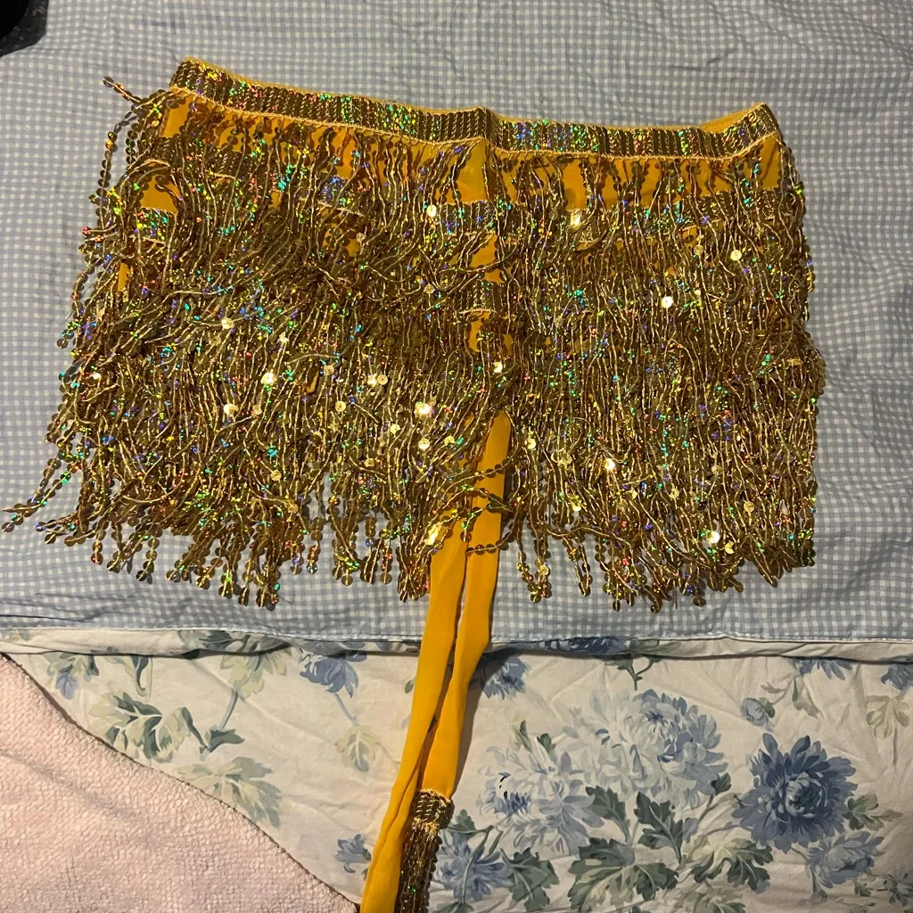Gold sequin wrap skirt - Image 3