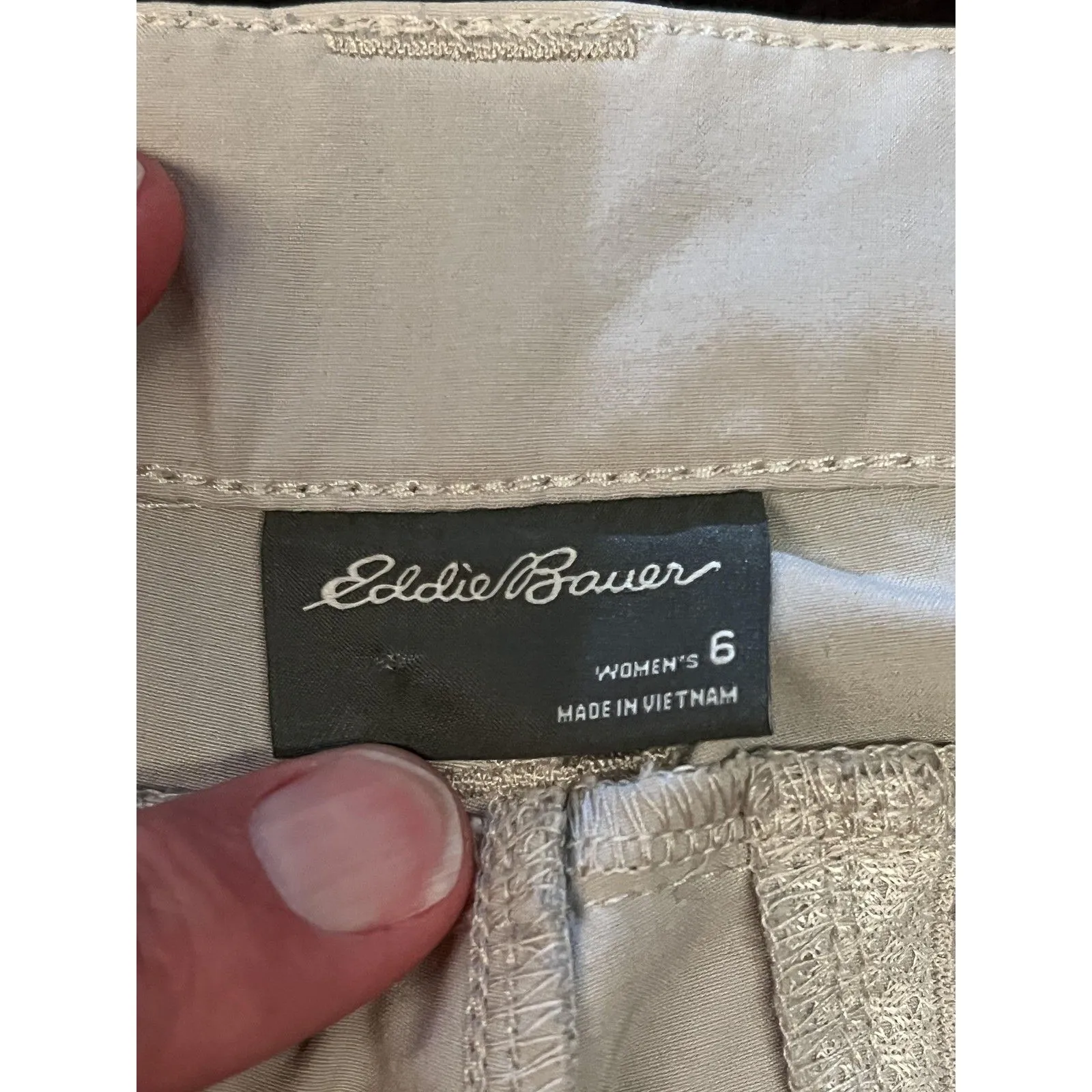 Eddie Bauer Pants Womens 6 Beige Stretch Hiking Roll Tab Outdoor Travel Casual - Image 10