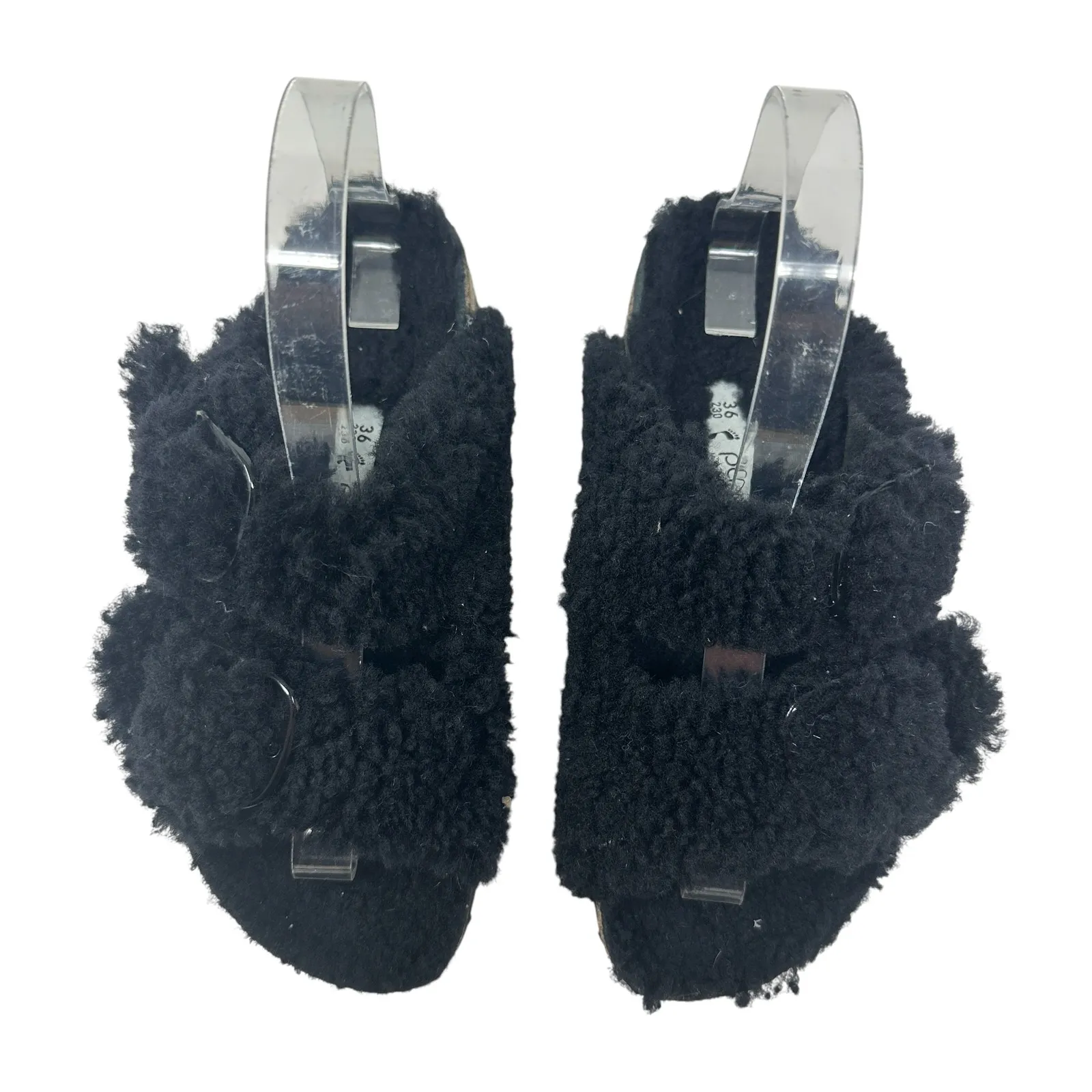 Birkenstock Papillio Arizona Big Buckle Shearling Sandals Teddy Black‎ Size 36 - Image 3