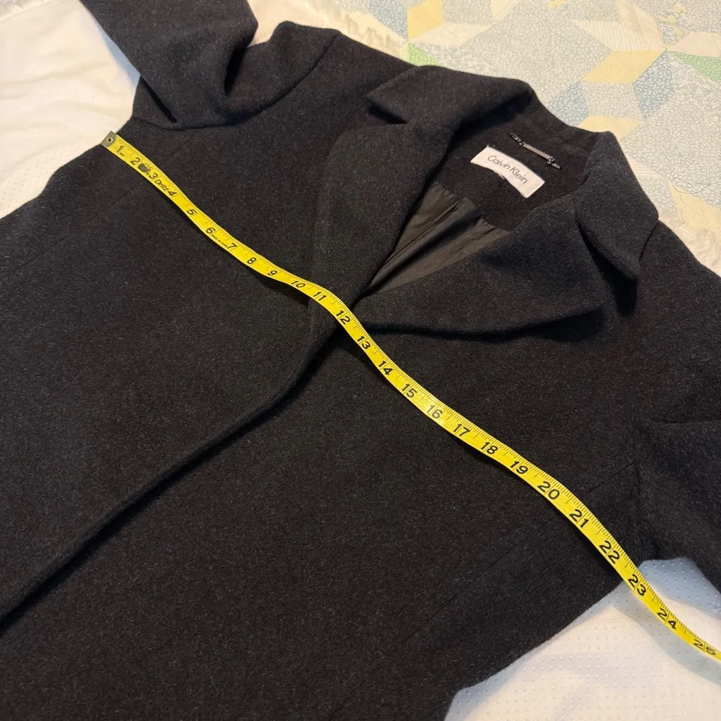 Calvin Klein Long Wool Blend Coat NO SIZE charcoal gray/black Lined Classic - Image 8