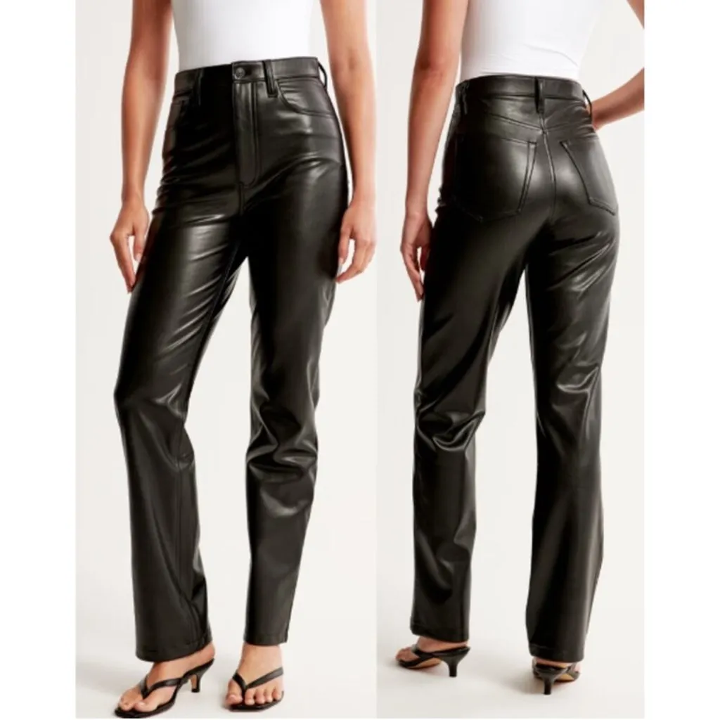 NWOT Abercrombie &‎ Fitch Curve Love 90's Straight Ultra High Rise Black 18 Long - Image 2