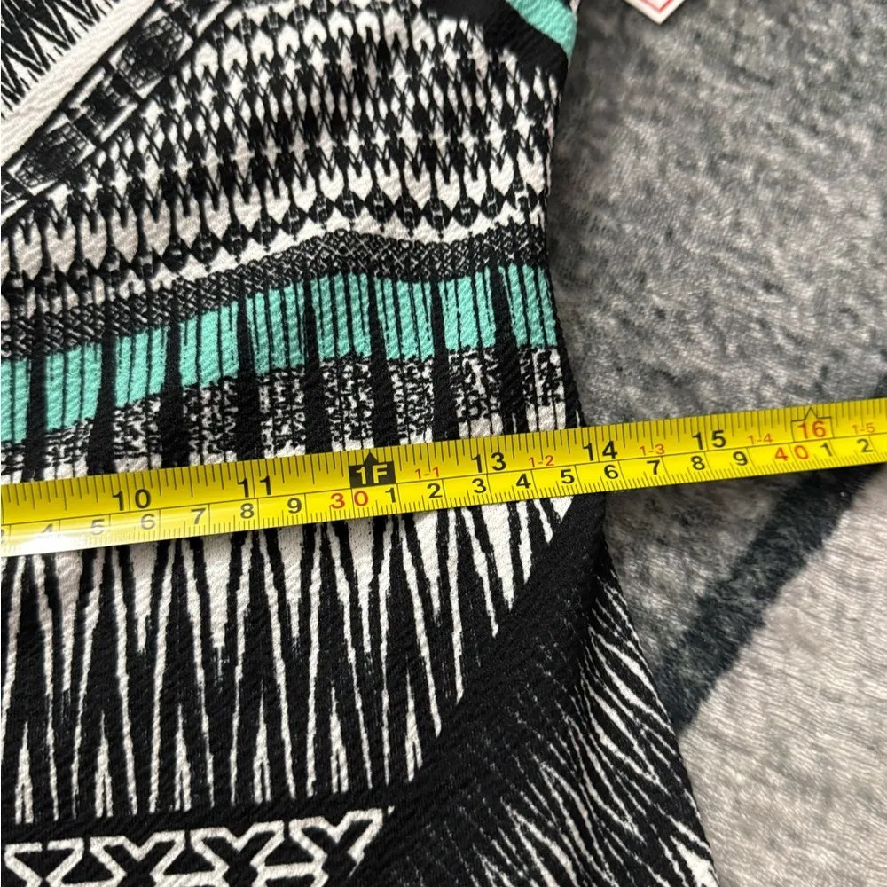 Bisou Bisou Black and Green Geometric Long Sleeve Dress Size 8 - Image 11