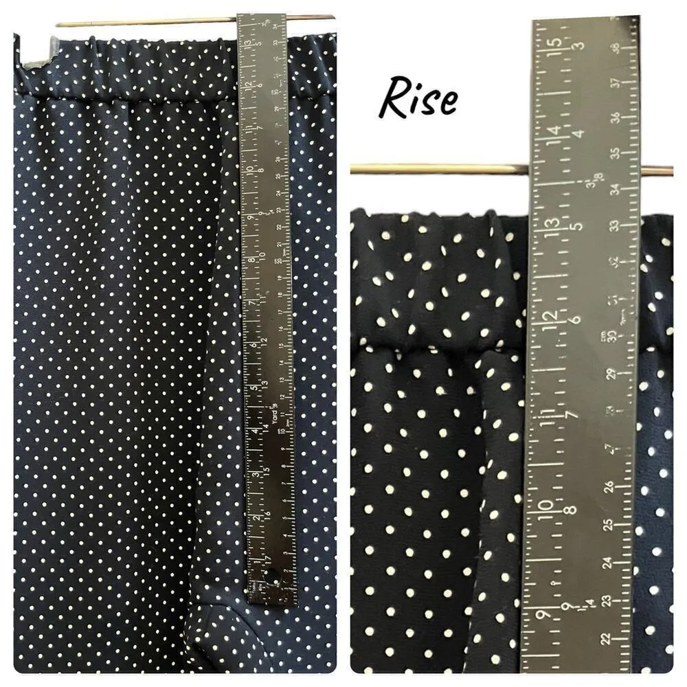 Zara Navy Blue White Small Polka Dot Pocket Slouchy Cuff Pant Size XS Preppy - Image 11
