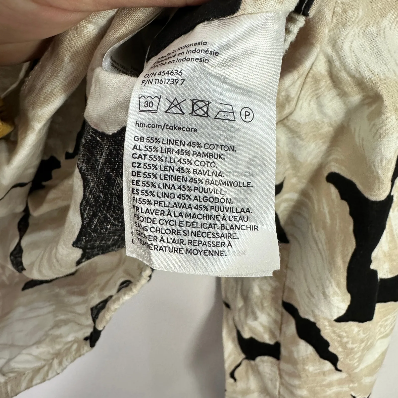 H&M Linen Blend Top Small Shell Print Twist Front Cropped Coastal Resort Beachy - Image 3