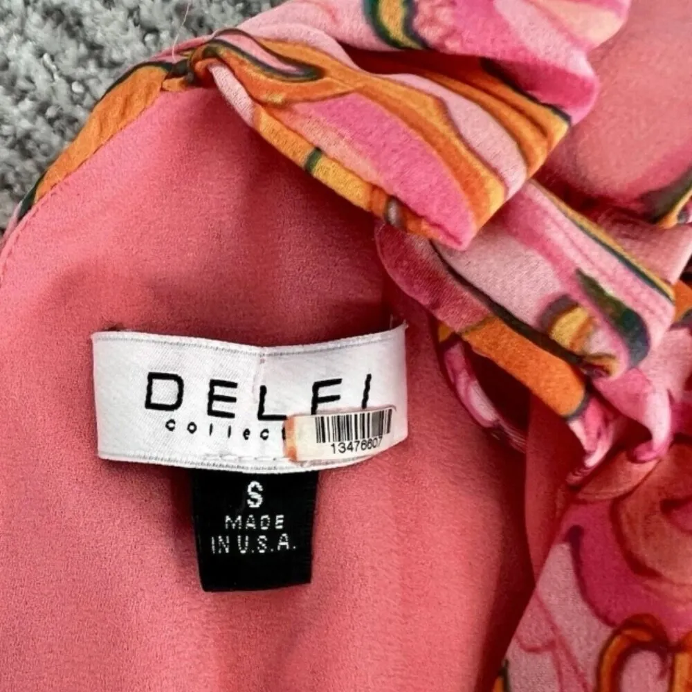 Delfi Collective Lilah Pink Floral Printed Crepe Dress Size Small MSRP $492 - Image 10