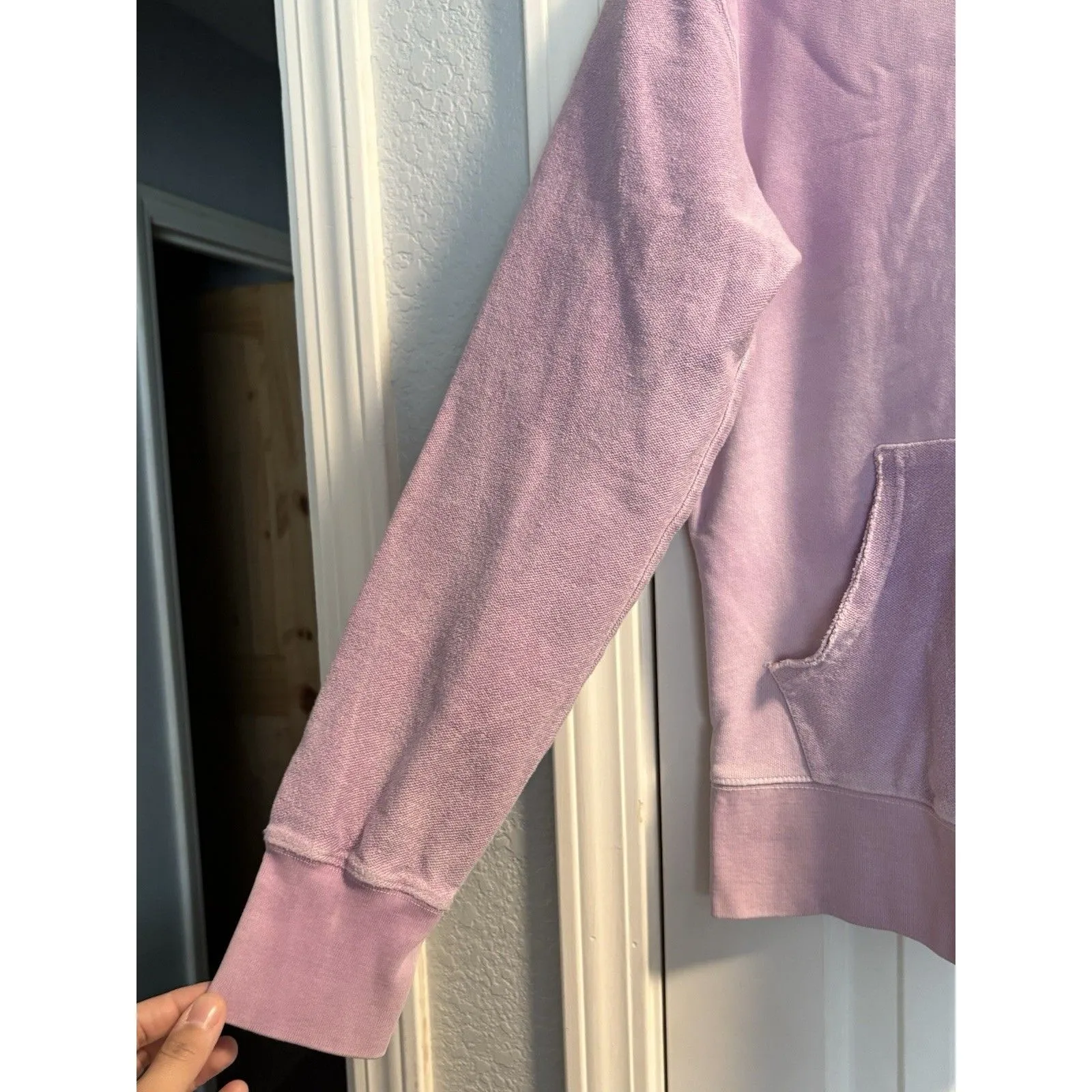 DANNIJO Lavender Tie Dye Crop Hoodie Size Small Soft Cotton Purple - Image 2