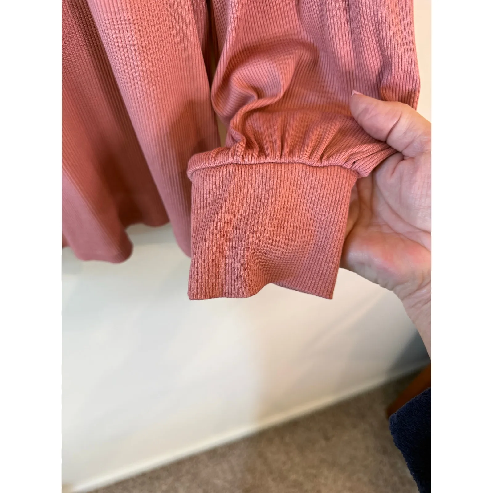 Steve Madden Puff Long Sleeve Ribbed Mock Neck Sweater Pink Women's Plus XXL - Image 3