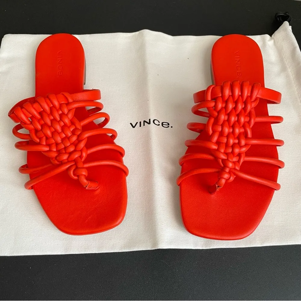 Vince Womens Dae Strappy Toe Flat Sandals Burnt Orchid 6 M - Image 2