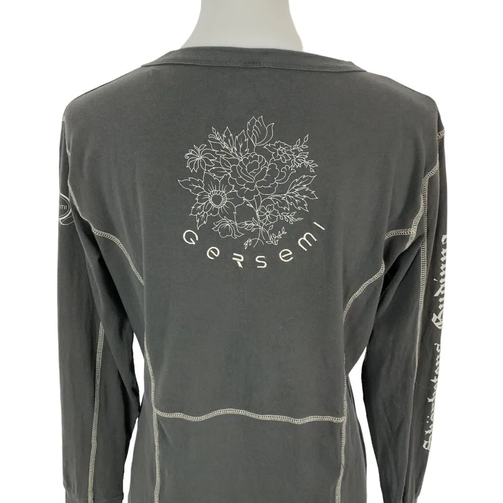 Gersemi Gray V Neck Long Sleeve Top Medium Minimalist Basic Casual Layer - Image 5