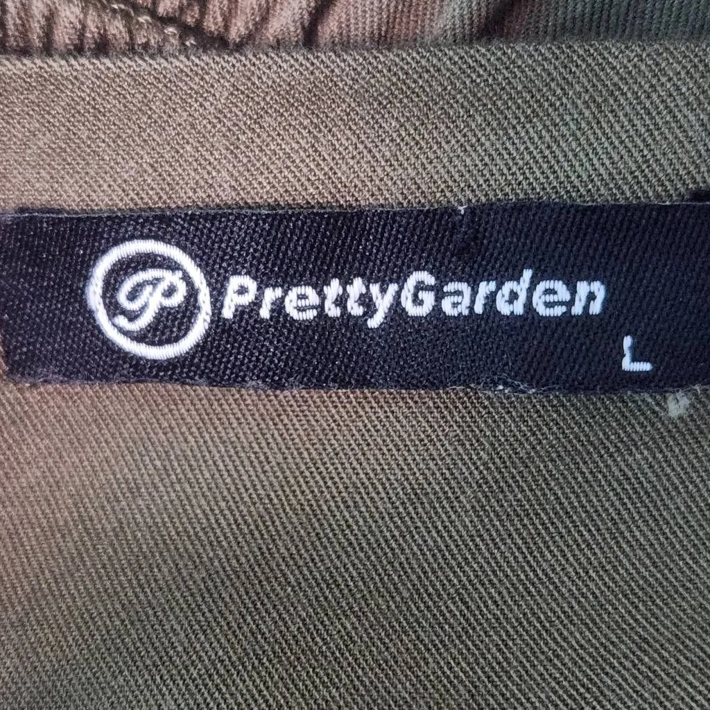 Pretty Garden Olive Green Smocked Midi Dress Size Large Green Cottagecore Dress - Image 8