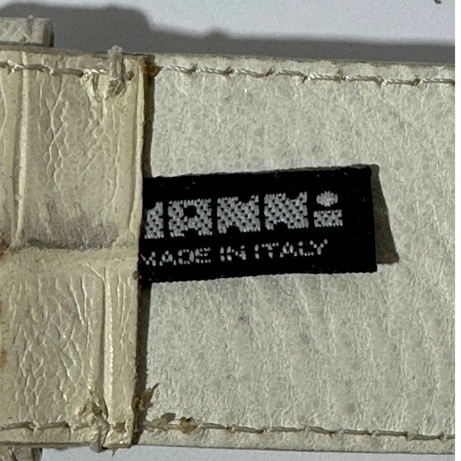 NANNI Made in Italy Vintage White Croc Embossed Leather Belt Silver Buckle - Image 3