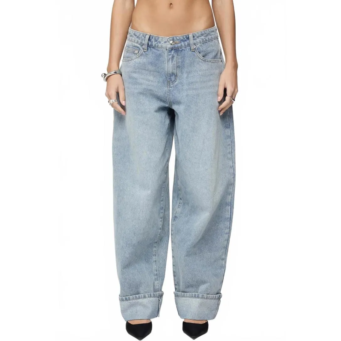 Edikted Kella Low Rise Baggy Jeans NWT Blue Vintage Washed Size Small - Image 5