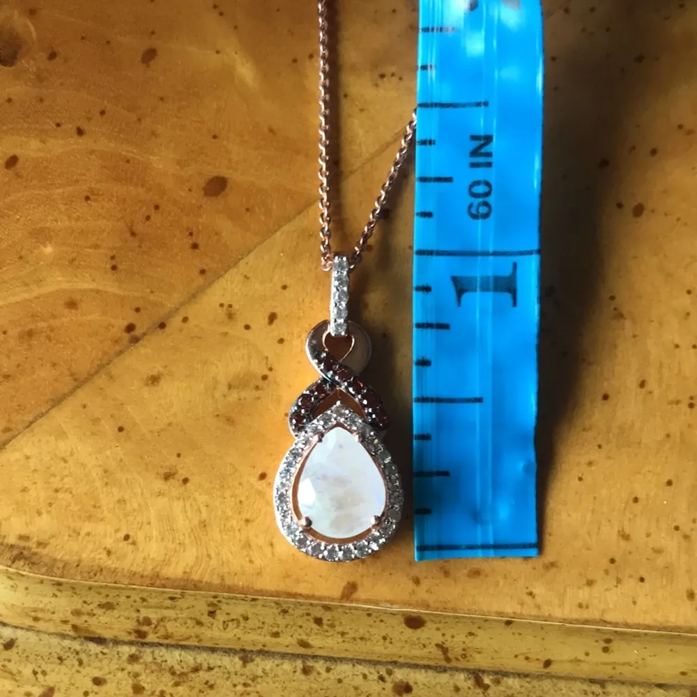 Natural Rainbow Moonstone Gold Vermeil Sterling Silver Necklace - Image 3