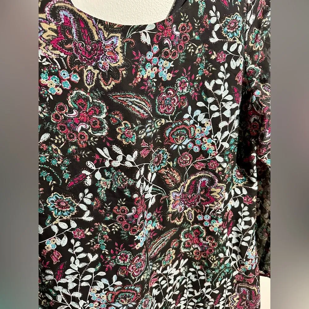 Speechless Floral Blouse Multicolor 3/4 Sleeve (628) - Image 2