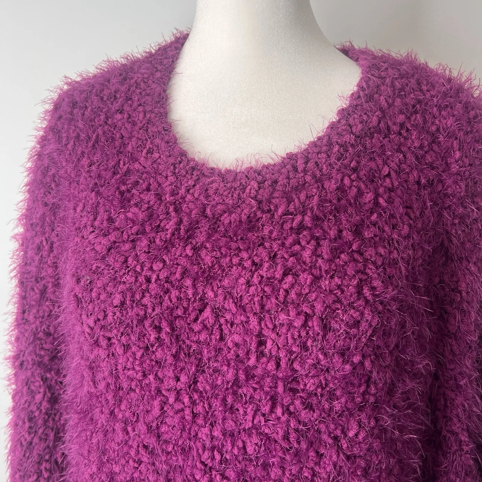 for the republic Fuzzy Cozy Sweater Top shirt Purple Size XL - Image 2