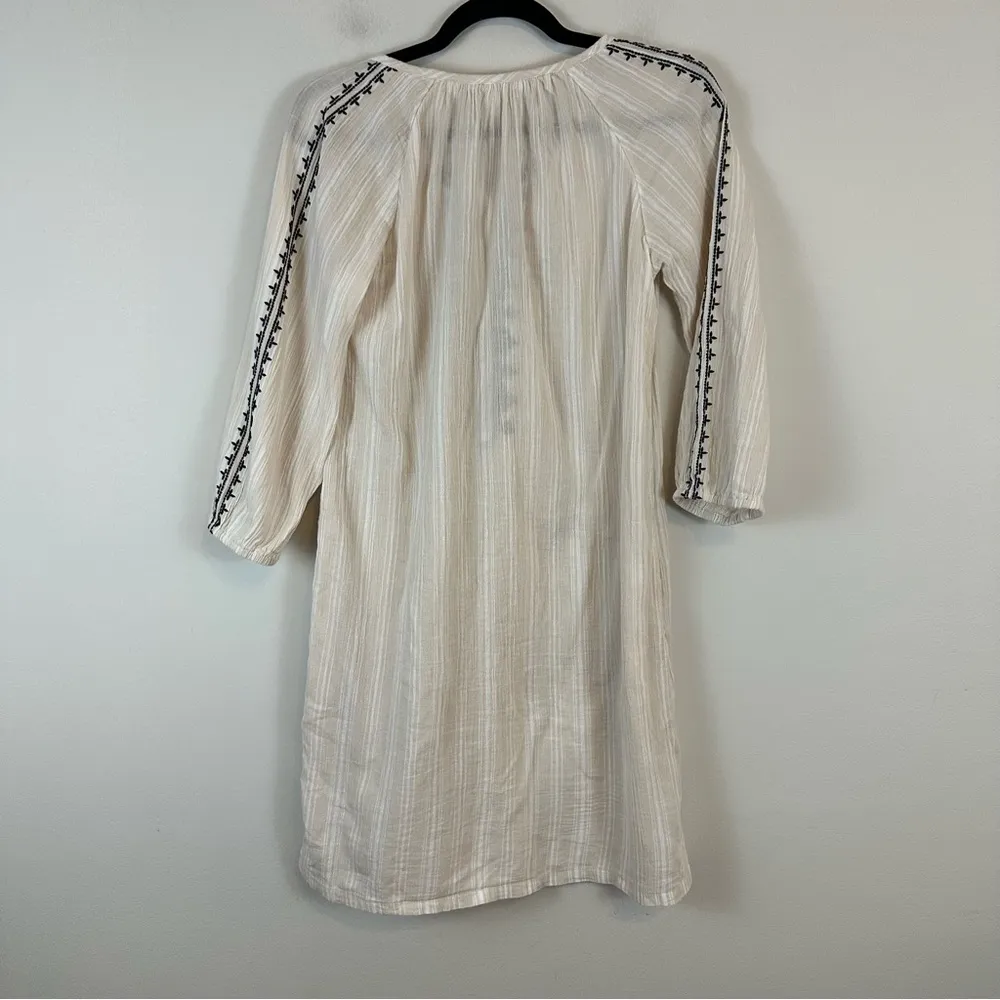 Garnet Hill | Tan Embroidered Gauze Popover Dress Size 6 - Image 7