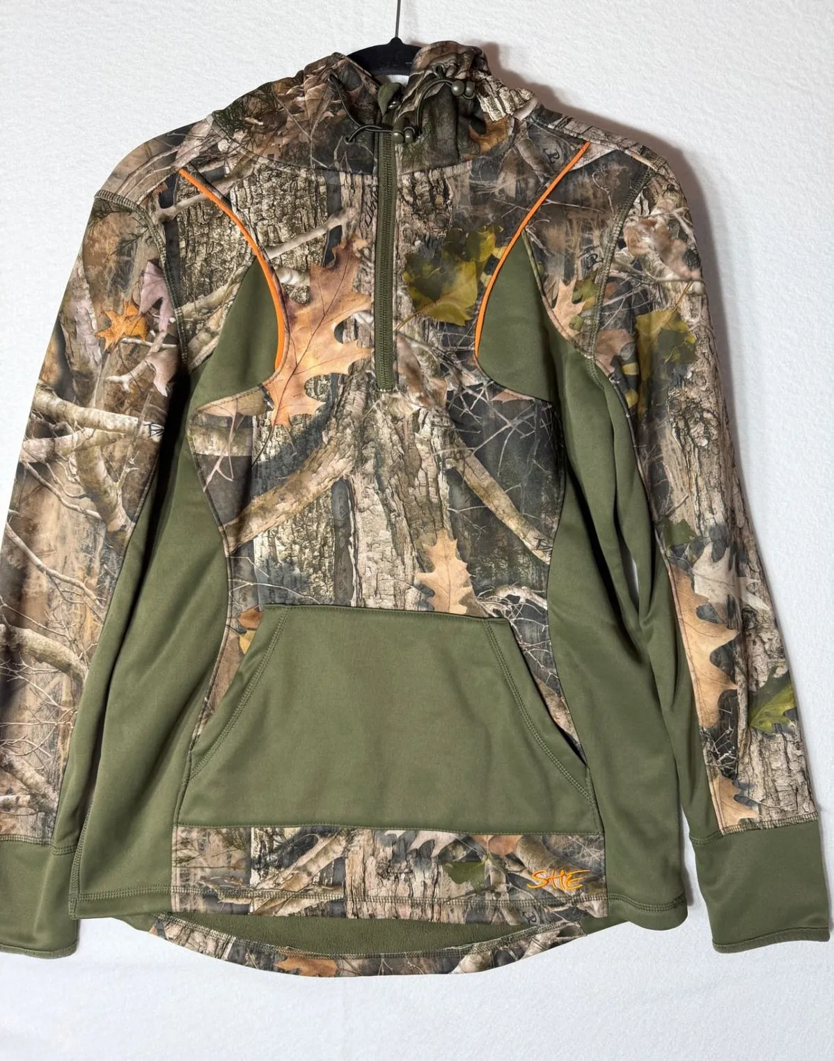 SHE Outdoor Camo Fleece Lined Hoodie Pullover Women's M hunting outdoor Green Size M - Image 1
