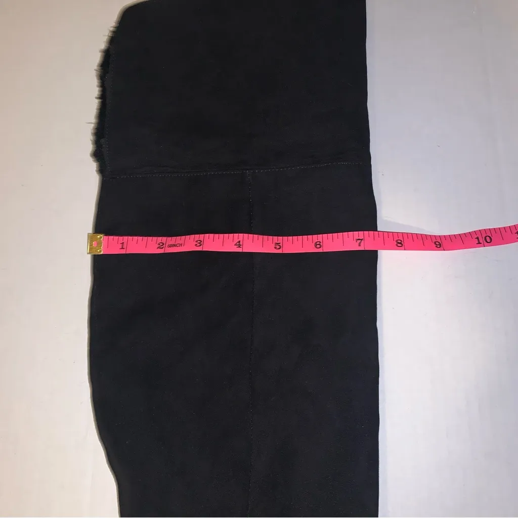 Black Suede Knee-High Folded Fur Boots - Image 9