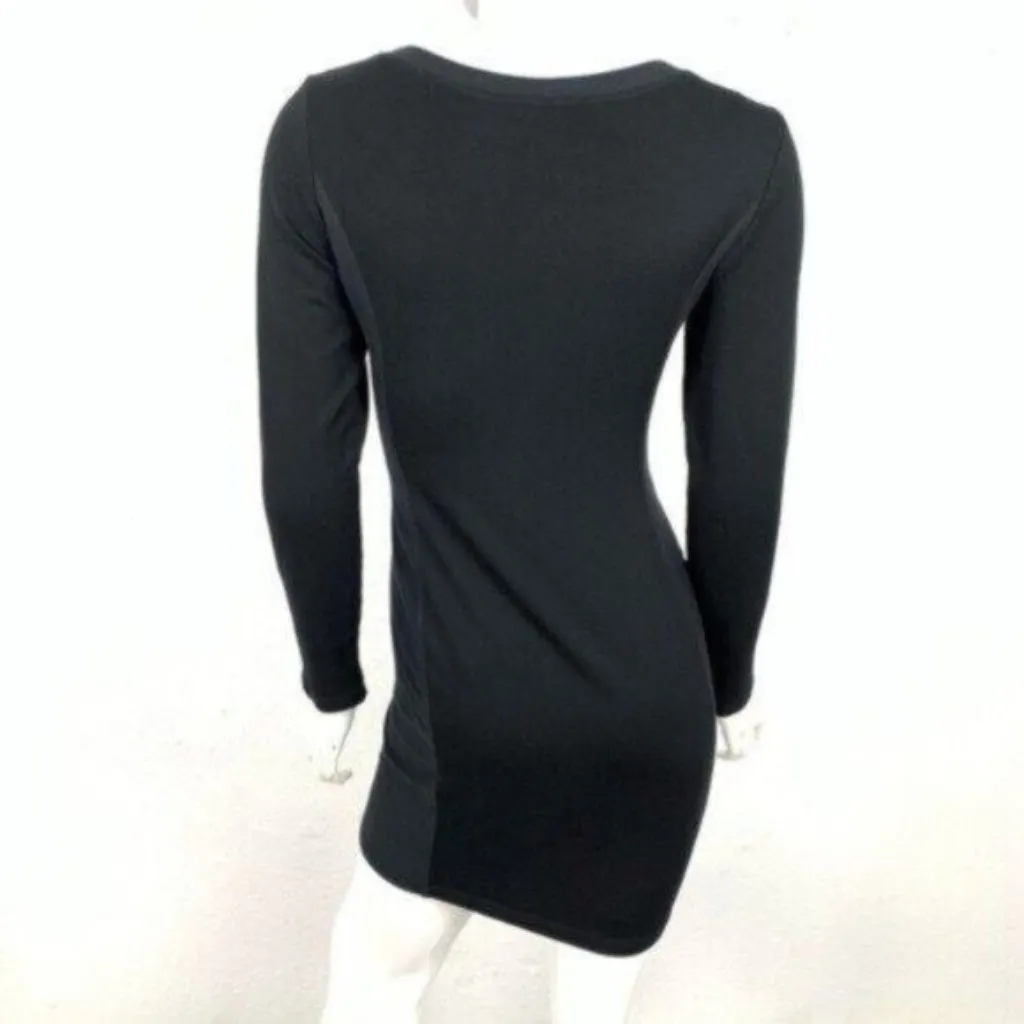 Tart‎ Black Long Sleeve Ruched Bodycon Mini Dress Stretchy Party Clubwear M - Image 3