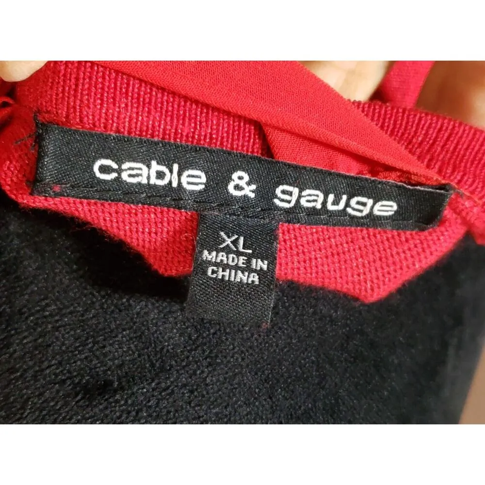 Cable & Gauge Women's Red Solid Rayon Round Neck Long Sleeve Sweater Size XL - Image 6