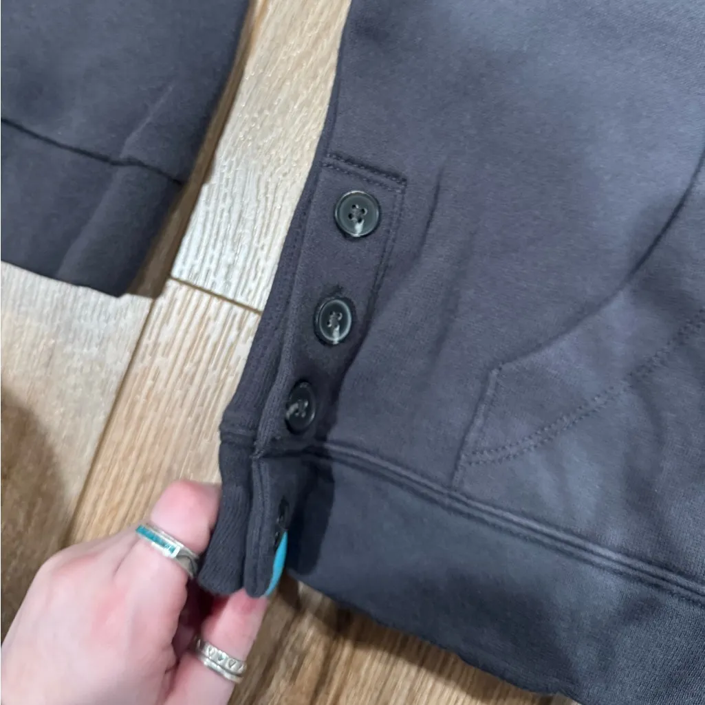 MADEWELL Dark Gray Mockneck Cropped Sweatshirt W/ Button Details - Image 4