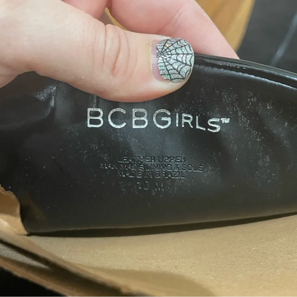 BCBGirls Chill Patent Leather Suede Knee High Heeled Boots Black Women’s Size 10 - Image 10