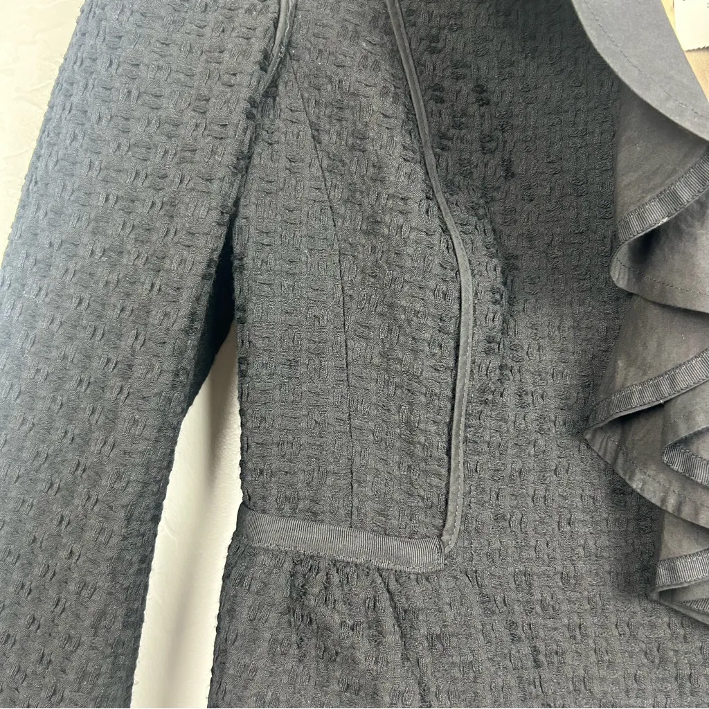 Ann Taylor LOFT black wool blend textured ruffled blazer jacket size 8 NEW - Image 8