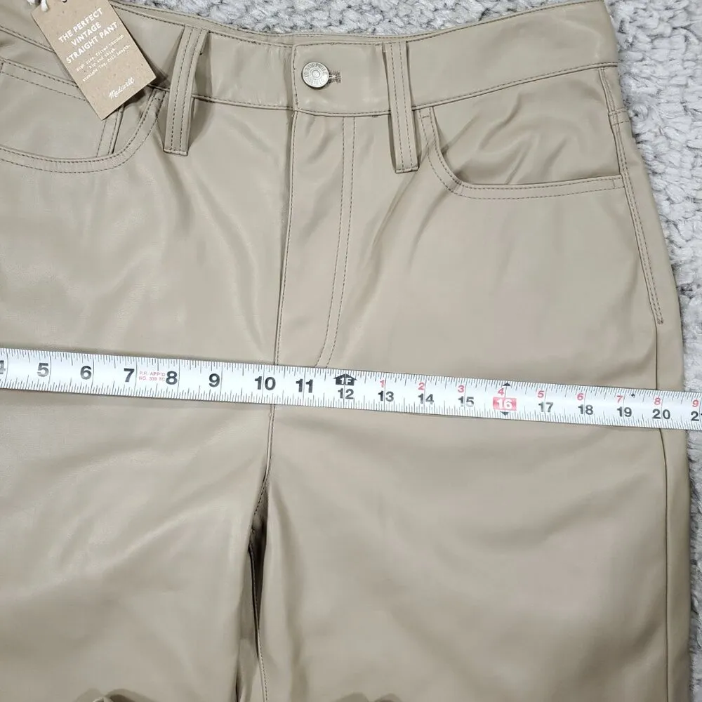 Madewell Perfect Vintage Straight Jean Faux Leather Edition Pumice Beige Tan 29 - Image 9