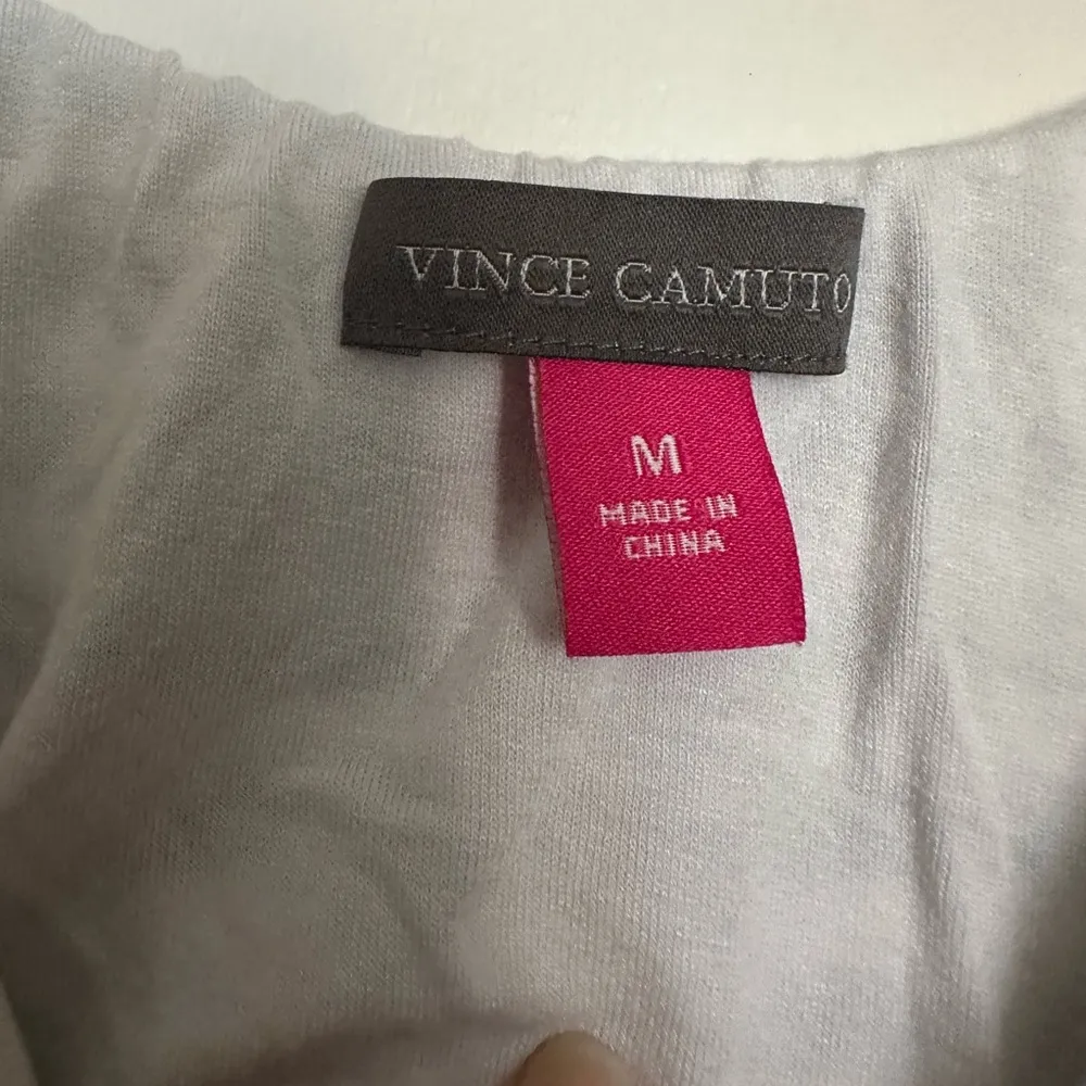 VINCE CAMUTO BLACK WHITE STRIPES RUSHED LONG DRESS. - Image 4