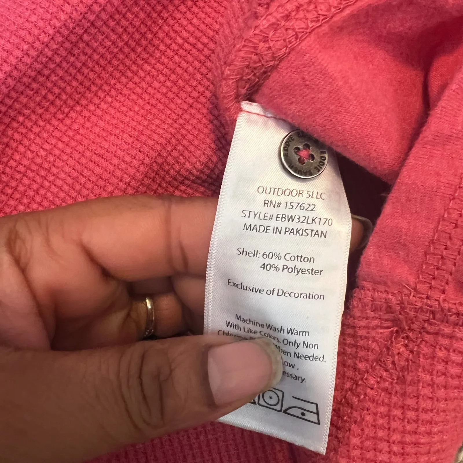 Eddie Bauer Red Waffle Knit V Neck Button Henley Long Sleeve Top S Bella Swan - Image 4