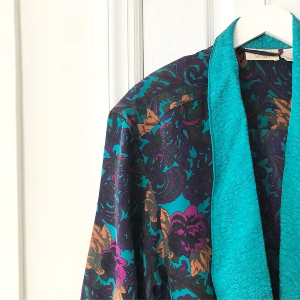 Victoria's Secret Vintage Gold Label  Long Robe Tassel Tie Jacquard Trim Medium - Image 8